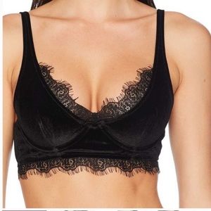 Free People Intimately Black Velvet Lace Bra